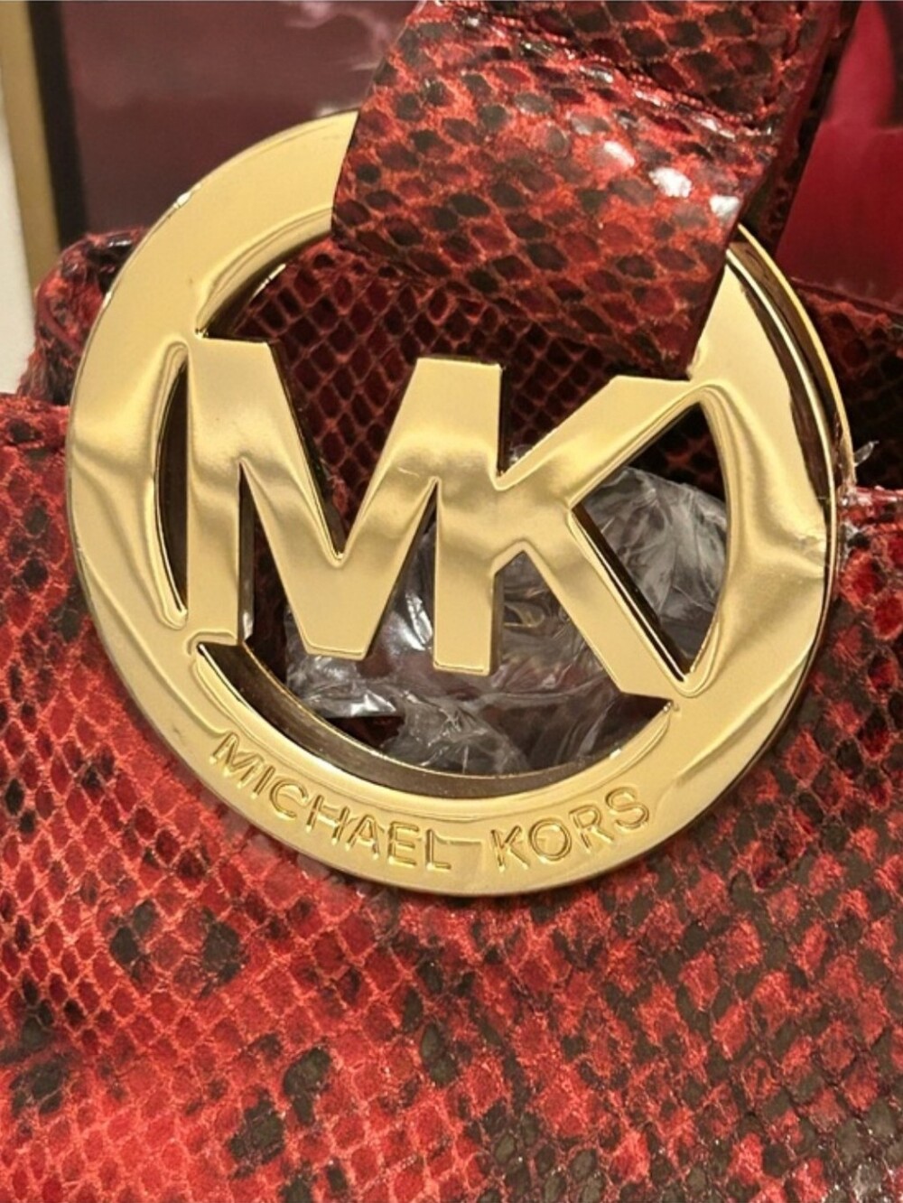 Michael Kors Red Snakeskin-Print Shoulder Bag - Picture 7 of 16